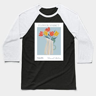 Trendy botanical print with bunch of tulips Baseball T-Shirt